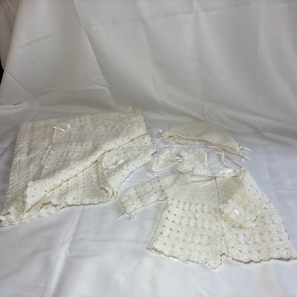 Handmade Crochet Baby Layette Set in Ivory - Picture 1 of 10